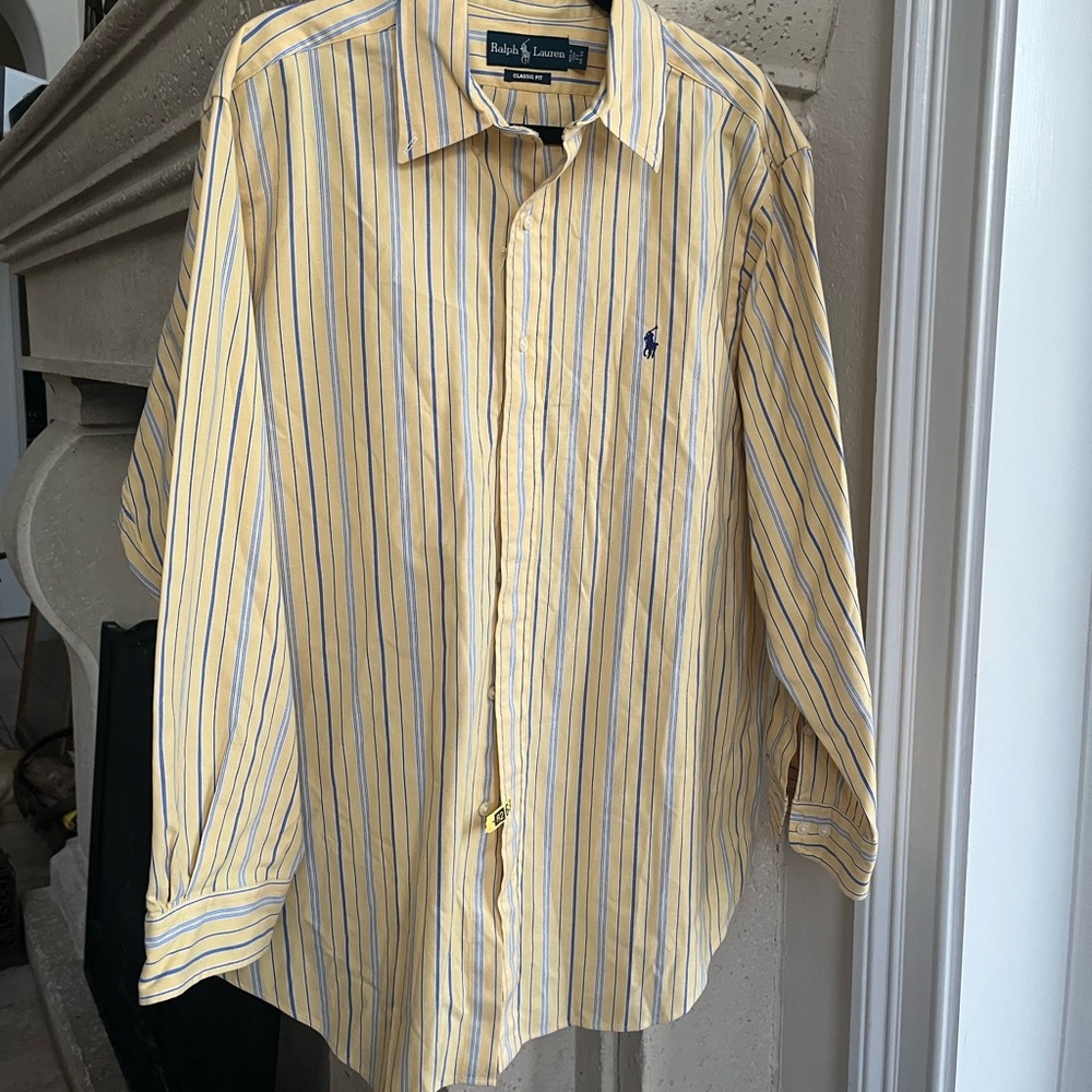 RALPH LAUREN LEMON STRIPED DRESS SHIRT